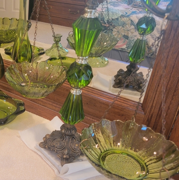 VINTAGE DEEP JADE/GREEN GLASS SET - Picture 4 of 4